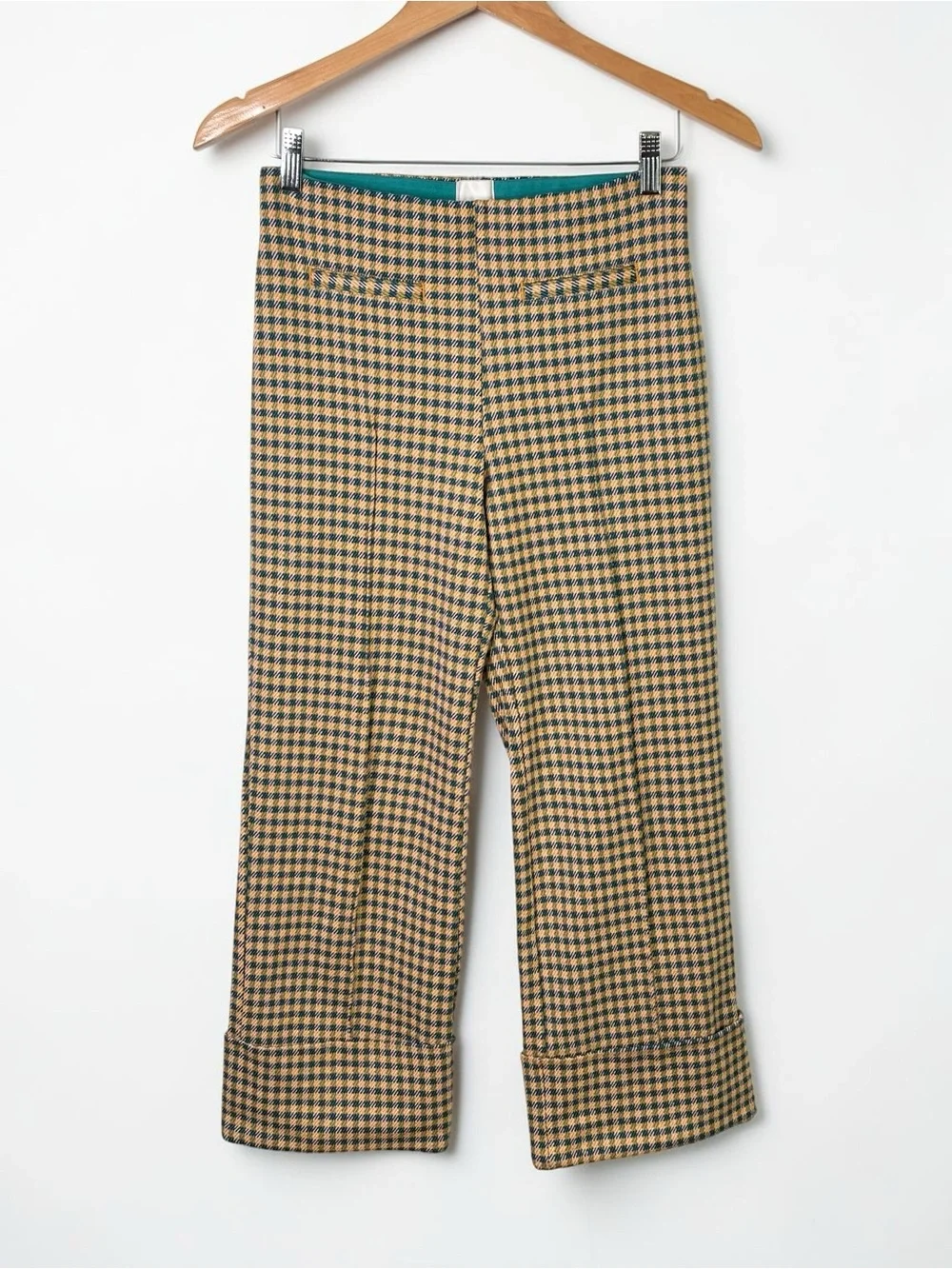 Anthropologie Maeve Houndstooth Knit Cuffed Wide Leg Crop Pants Size XS - Picture 4 of 13